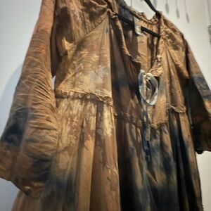 Bohemian Tie-Dye Maxi Dress with Ribbon Detail by Gilda Midani